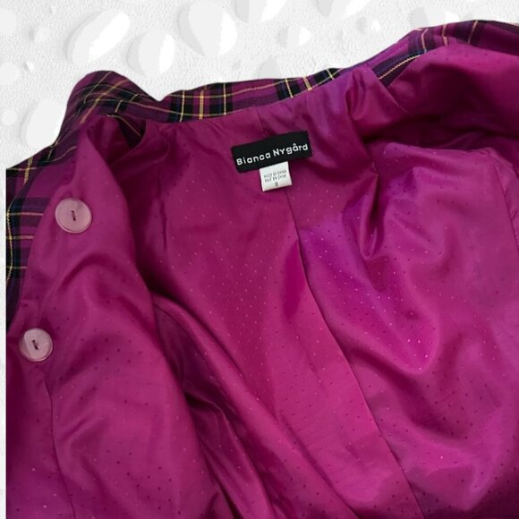 VINTAGE BIANCA NYGARD STUNNING TARTAN SHORT FITTED JACKET - Picture 11 of 13